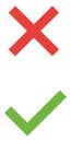 flat check mark icons for web and mobile apps. Red and green colors. Royalty Free Stock Photo