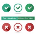 Flat check marks set. Different kinds of flat