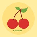 Flat cherry vector png for cute icon and clipart for summer and kids book fruits list