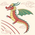 Flat Chinese New Year Dragon Vector Royalty Free Stock Photo