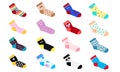 Flat Chlid Design Colorful short Socks Set Vector Illustration Royalty Free Stock Photo