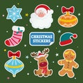 Flat christmas stickers set Royalty Free Stock Photo