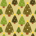 Flat christmas tree forest seamless pattern background illustration Royalty Free Stock Photo