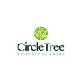 flat Circle Tree plants leaf leaves logo design