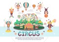 Flat Circus Carnival Round Composition