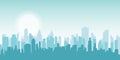 Flat cityscape. Vector illustration. Modern City Skyline, Daytime Panoramic Urban Landscape with Silhouette Buildings and Skyscrap Royalty Free Stock Photo