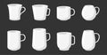 Flat classic coffee tea cup mockup icon set vector Royalty Free Stock Photo