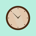 Flat Classic Wooden Circle Clock Illustration Icon Vector Simple House Analog Clock