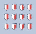 Flat Clip art Design Elements. Set of Vector set of Shield Silhouette. Different Coat Arms signs