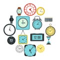 Time and Clock icons set, flat style Royalty Free Stock Photo