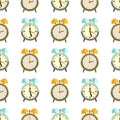 Flat clocks seamless pattern design - alarm background