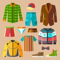 Flat Clothing Icons Set for Men