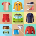 Flat Clothing Icons Set for Men