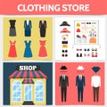 Flat Clothing Shop Square Concept