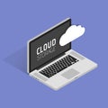 Flat cloud computing background. Data storage network technology. Multimedia content and web sites hosting.