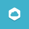 Flat Cloud icon inside Hexagon. Website Asset library Royalty Free Stock Photo