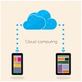 Flat cloud technology computing background concept. Data storage