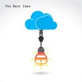 Flat cloud technology computing and creative bulb idea concept.