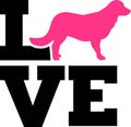 Flat Coated Retriever love word with silhouette