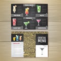 Flat Cocktail menu concept design. Corporate identity.