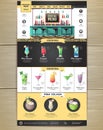 Flat cocktail menu concept Web site design.