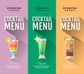 Flat cocktail menu design. Set of banners