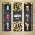 Flat Cocktail menu desing with chalk drawing background.