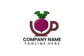 Flat coffee cup beetroot logo icon template