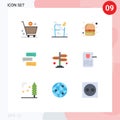 9 Flat Color concept for Websites Mobile and Apps arrows, directions, fast food, talks, comments