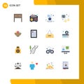 16 Flat Color concept for Websites Mobile and Apps celebration, finance, printer, calculator, audit