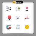 9 Flat Color concept for Websites Mobile and Apps hearts, molecule, energy, atom, ping pong