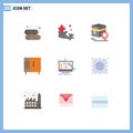 Mobile Interface Flat Color Set of 9 Pictograms of project, wardrobe, kaba, home appliances, furniture