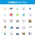 25 Flat Color Coronavirus Covid19 Icon pack such as blood, intect, flask, human, coronavirus