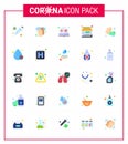 25 Flat Color Coronavirus Covid19 Icon pack such as soap, quarantine, education, event, virus