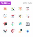 16 Flat Color coronavirus epidemic icon pack suck as disease, corona, cough, carrier, sick