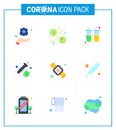 9 Flat Color coronavirus epidemic icon pack suck as seconds, virus, blood, pipette, dropper