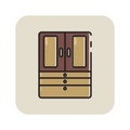 Flat color cupboard icon