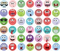 Flat color emoji collection. Happy smile, sad crying face and angry facial expressions. Emoticons vector icons Royalty Free Stock Photo