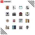 16 Creative Icons Modern Signs and Symbols of communication, fast, exparimant physics, drink, year Royalty Free Stock Photo