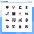 16 Flat Color Filled Line concept for Websites Mobile and Apps location, sound, alarm, hardware, time