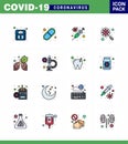 16 Flat Color Filled Line Coronavirus Covid19 Icon pack such as virus, interfac, flu, glass, scan virus