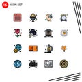 Mobile Interface Flat Color Filled Line Set of 16 Pictograms of gift, watch, book, timer, mind Royalty Free Stock Photo