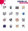 16 Flat Color Filled Line viral Virus corona icon pack such as computer, nasal infection, care, disease, lab