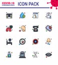 16 Flat Color Filled Line viral Virus corona icon pack such as lungs, medicine, bone, report, healthcare