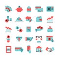 Flat Color Finance Icons Set