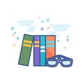 Flat Color Icon - Books and glasses