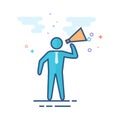 Flat Color Icon - Businessman loudspeaker