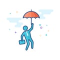 Flat Color Icon - Businessman umbrella Royalty Free Stock Photo