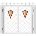 Flat color icon for steel gates with shields Royalty Free Stock Photo