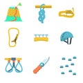 Flat color icons for climbing outfit Royalty Free Stock Photo